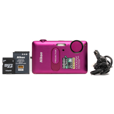 Nikon Coolpix S1200pj 14.1MP Pink Digital Camera - Good