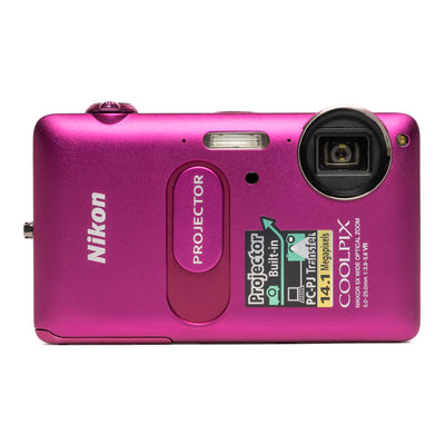 Nikon Coolpix S1200pj 14.1MP Pink Digital Camera - Good