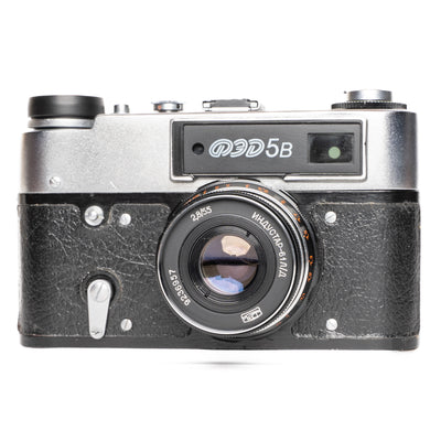 FED 5V with Industar-61 L/D Made in USSR Black/Silver Film Camera - Good