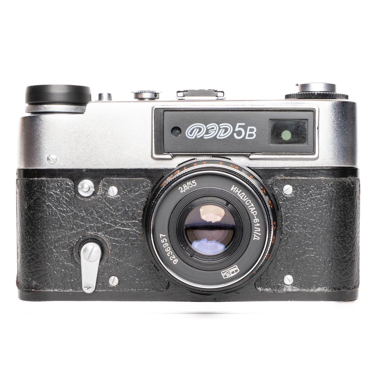 FED 5V with Industar-61 L/D Made in USSR Black/Silver Film Camera - Good