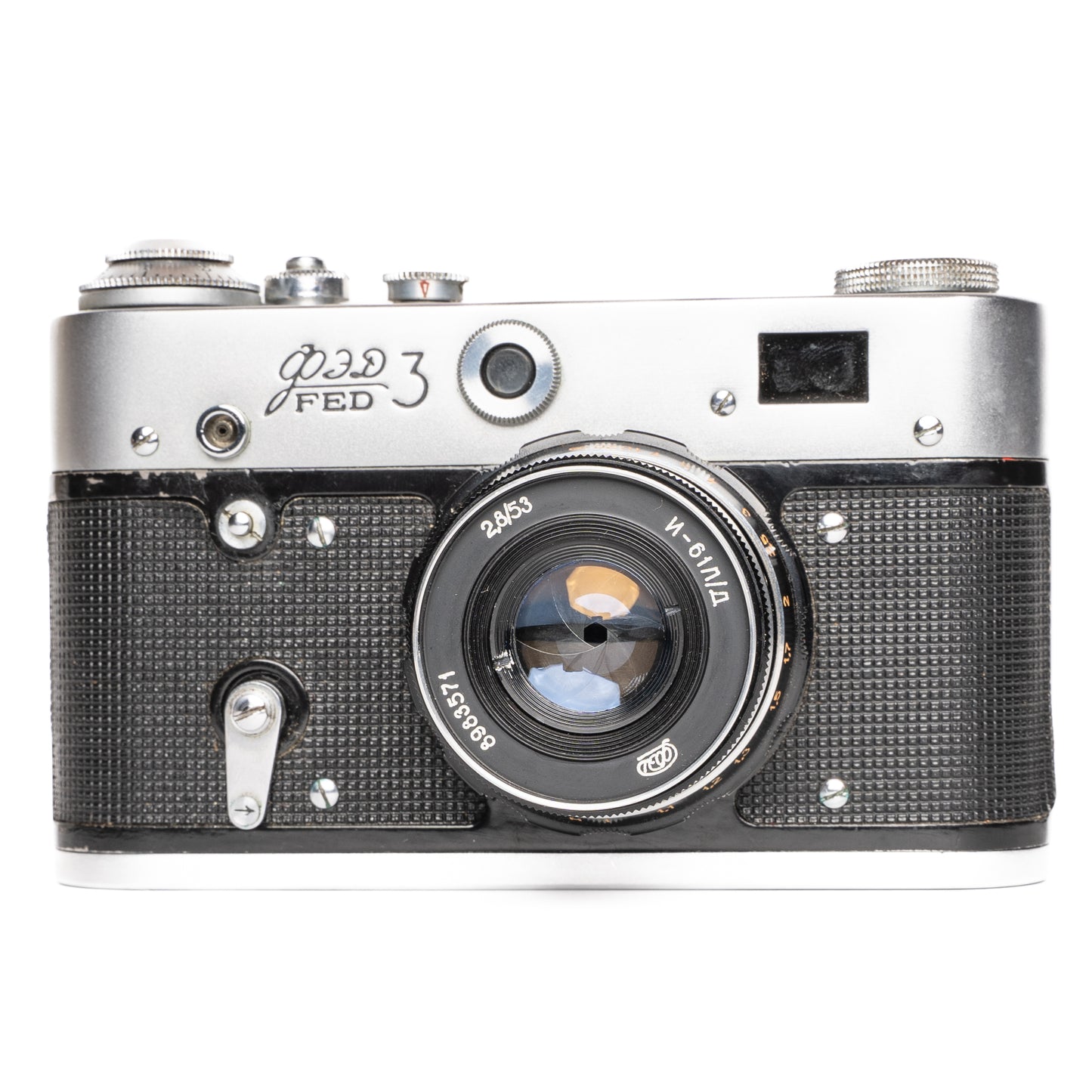 FED 3 with Industar-61 L/D Made in USSR Black/Silver Film Camera - Good