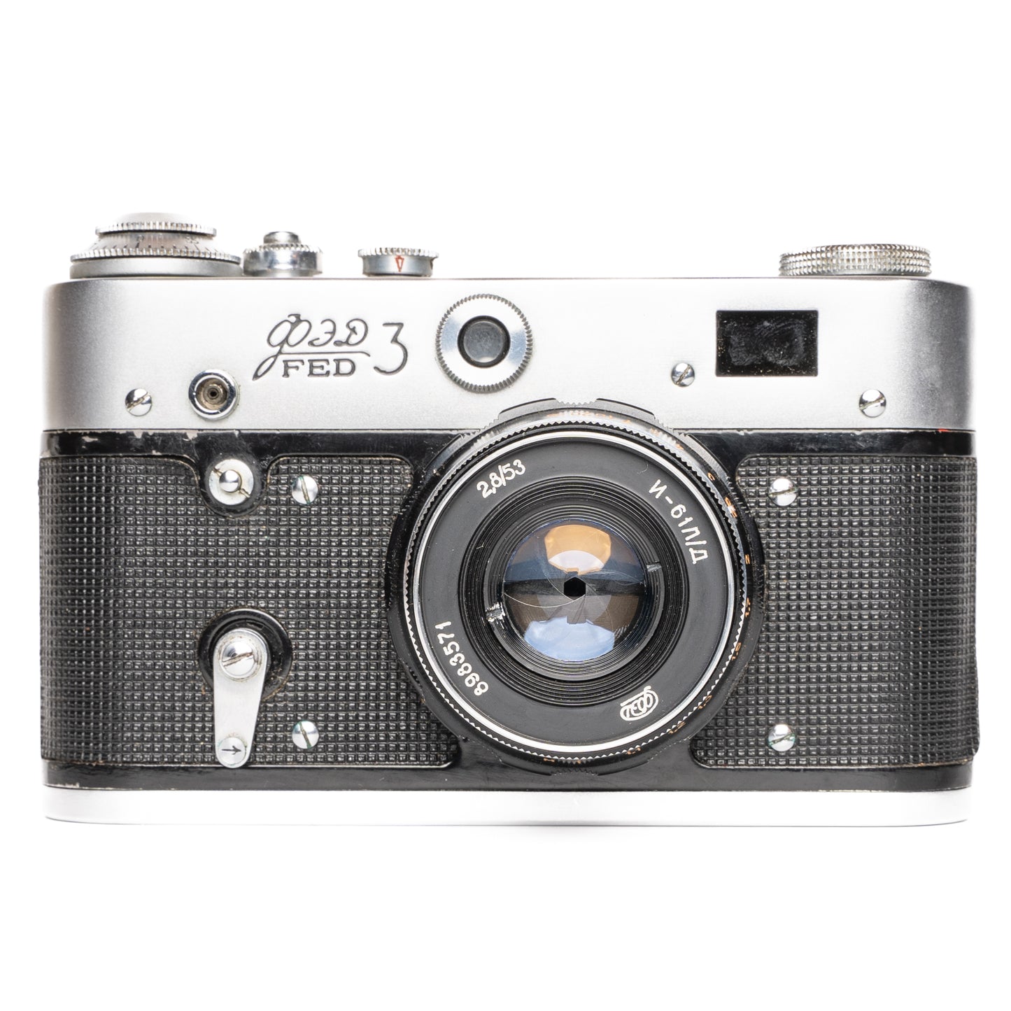 FED 3 with Industar-61 L/D Made in USSR Black/Silver Film Camera - Good