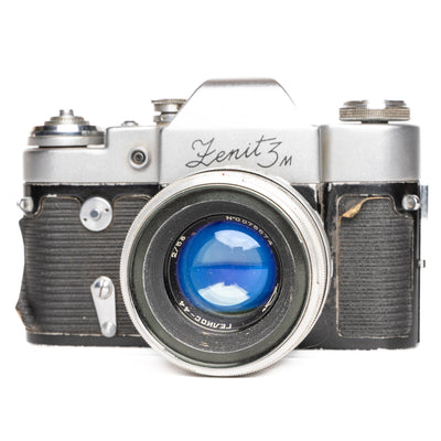 Zenit 3M 35mm SLR with Helios-44 Made in USSR Black/Silver Film Camera - Good