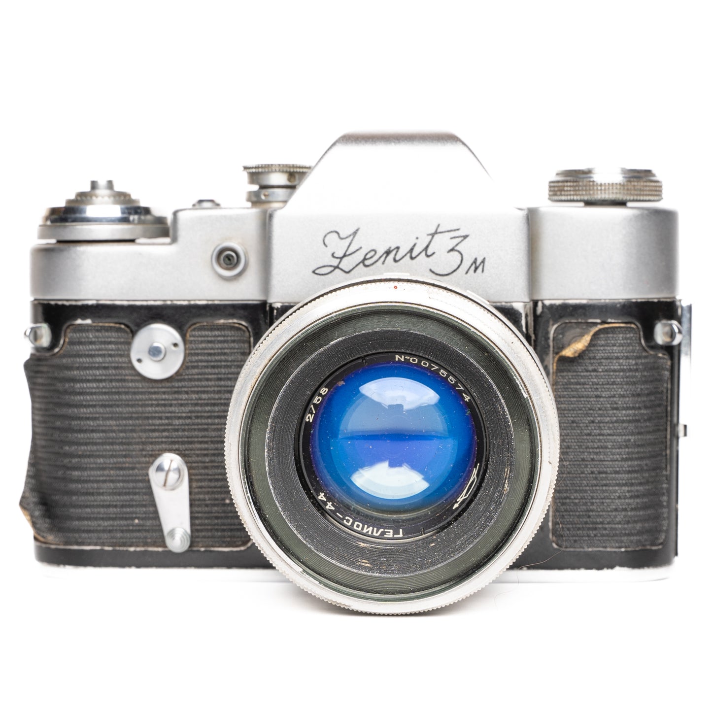 Zenit 3M 35mm SLR with Helios-44 Made in USSR Black/Silver Film Camera - Good