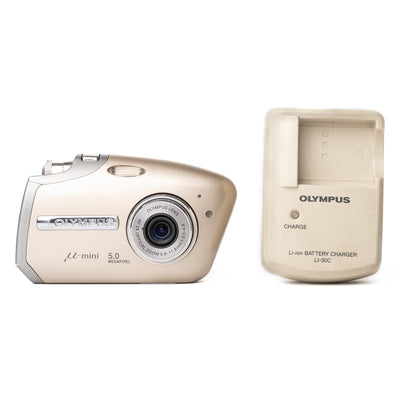 Olympus μ-mini Digital 5.0MP Gold Digital Camera - Good
