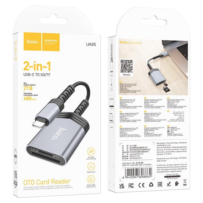 Type-c or lightning memory card reader (sd & microsd card)