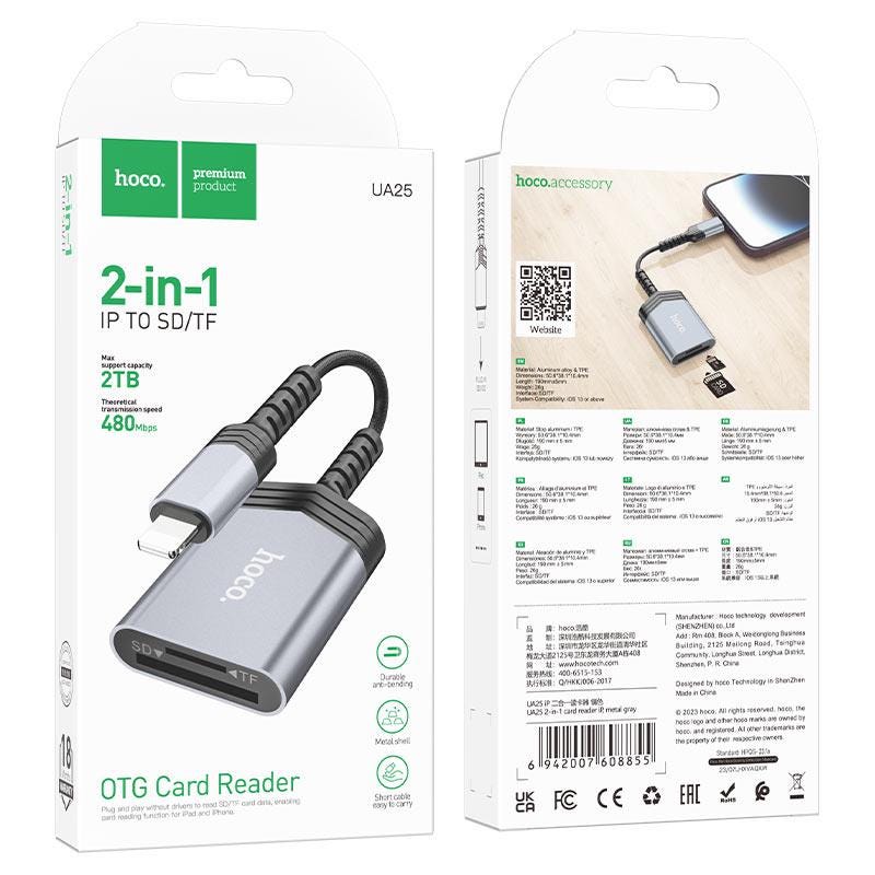 Type-c or lightning memory card reader (sd & microsd card)