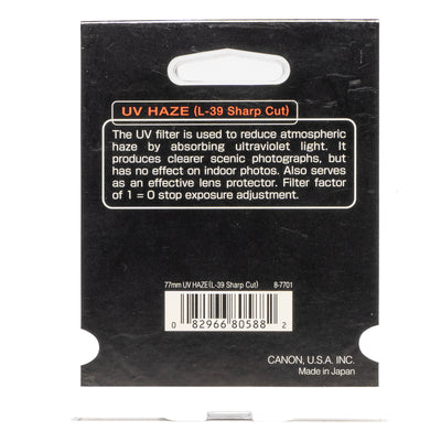 Canon Filter 77mm UV HAZE (L-39 Sharp Cut) - NEW - SESKO